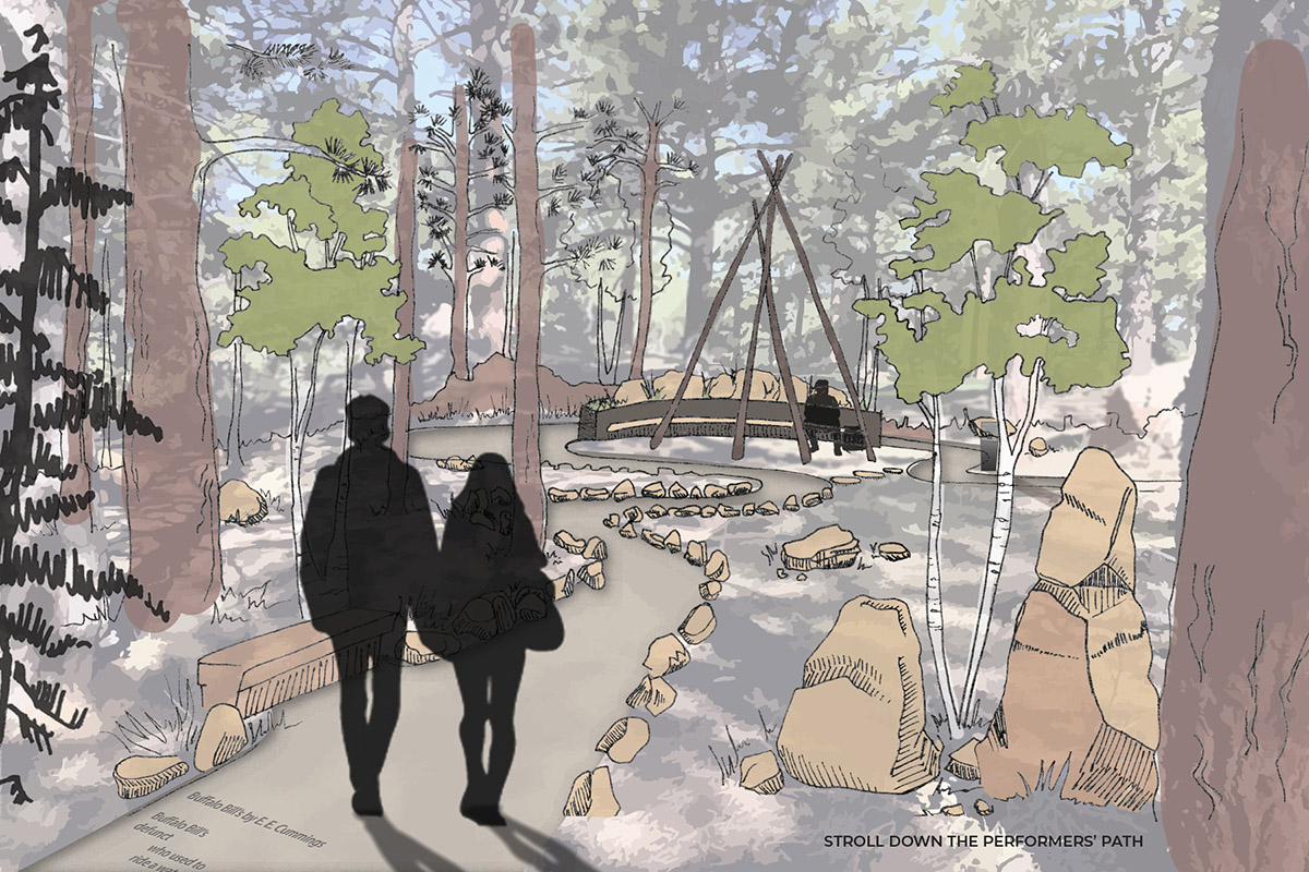 Louise Bordelon project rendering of a park trail