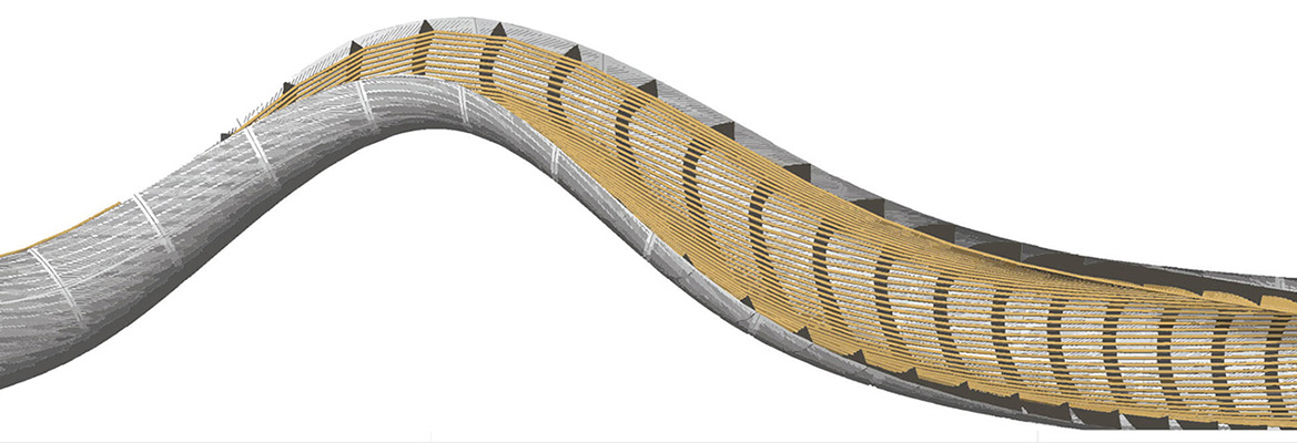 rendering of a twisting play structure