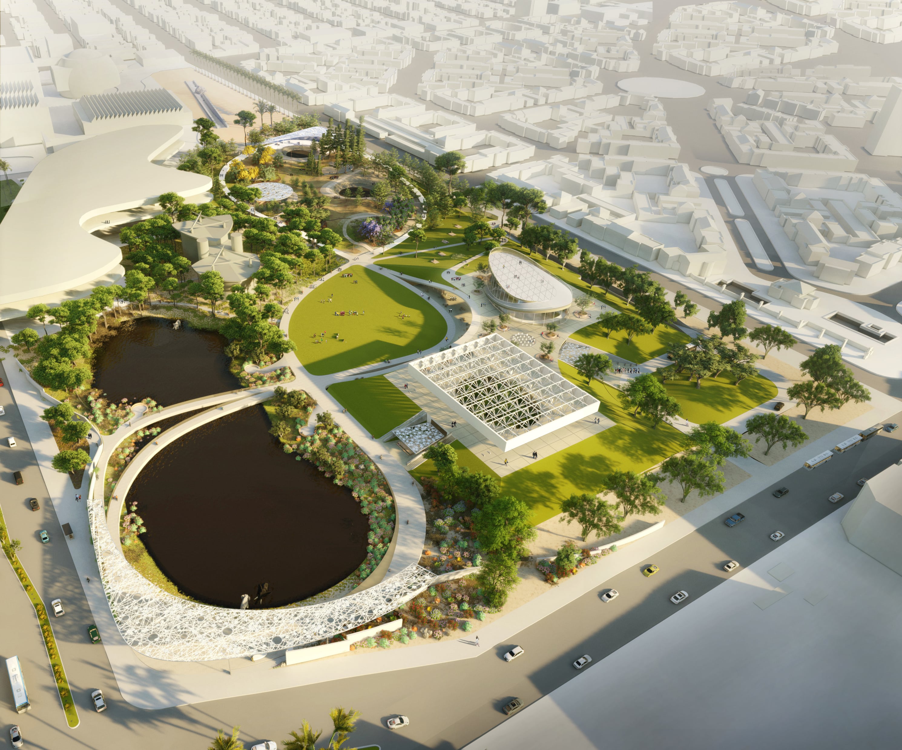 rendering of tar pits and paths