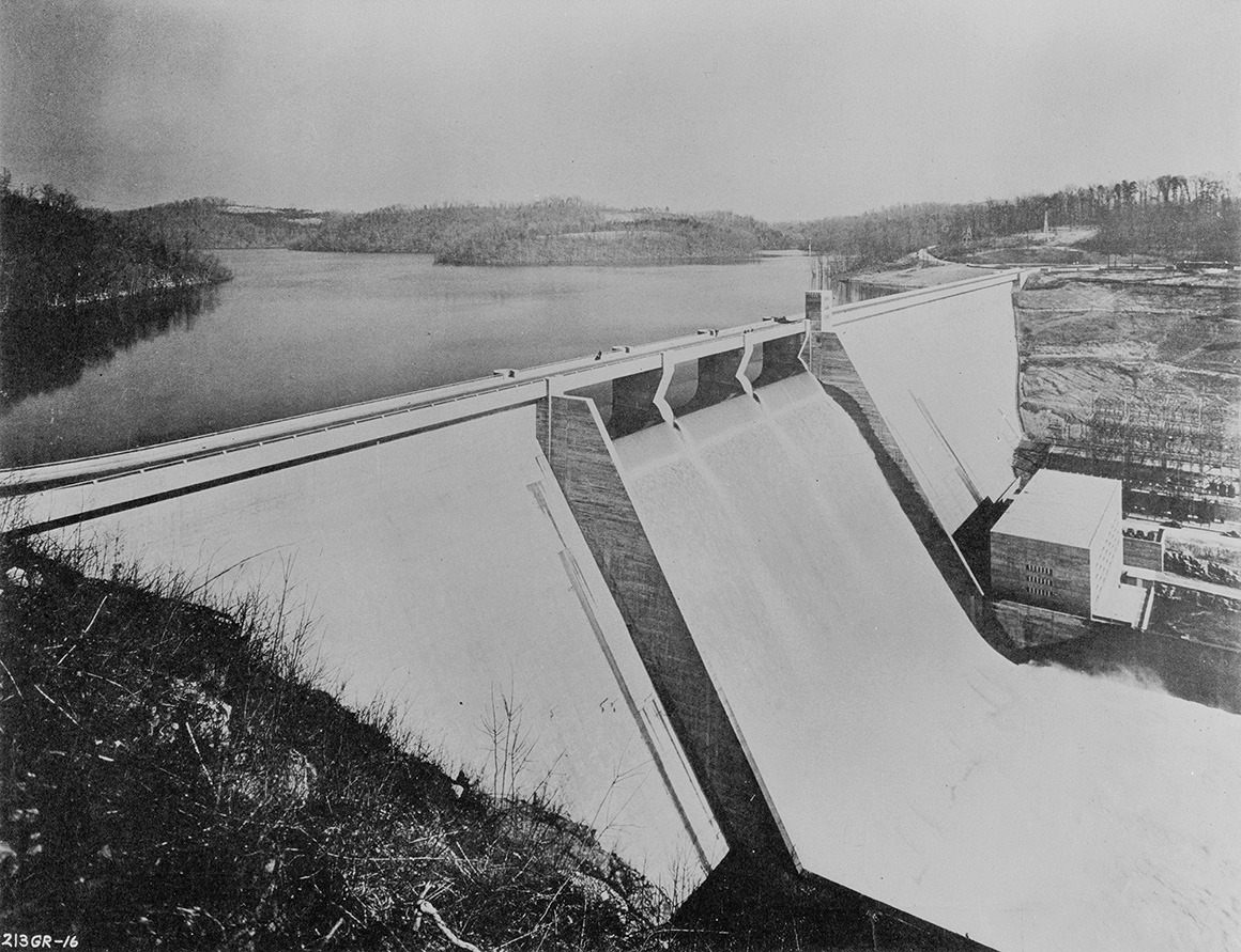 black and white picture of dam